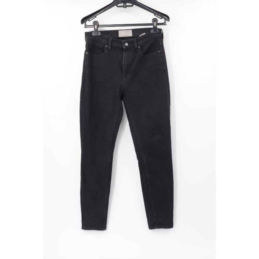 everlane women’s 27 ankle skinny jeans dark wash mid rise black cotton blend